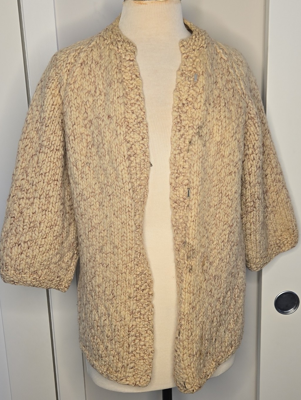 Cream Knit Open Cardigan